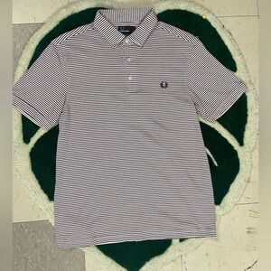 Fred Perry Navy and White Striped Polo